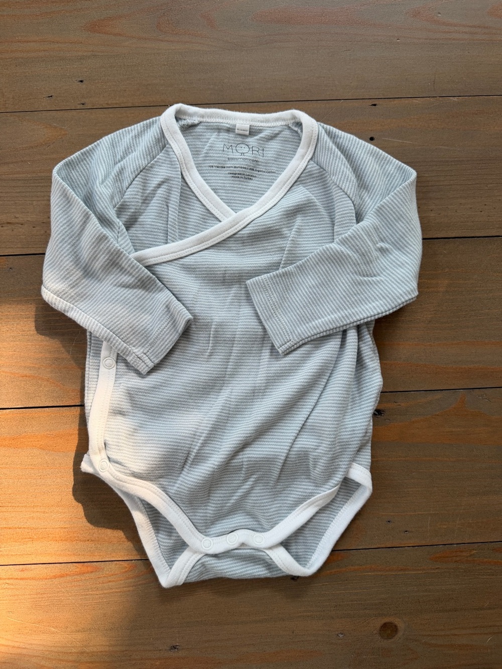 Baby MORI Bamboo/Organic Cotton Blend Wrap Bodysuit - 9-12 Months